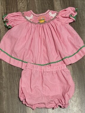 Classic Whimsy 18 month girls smocked outfit Easter smock bunny
